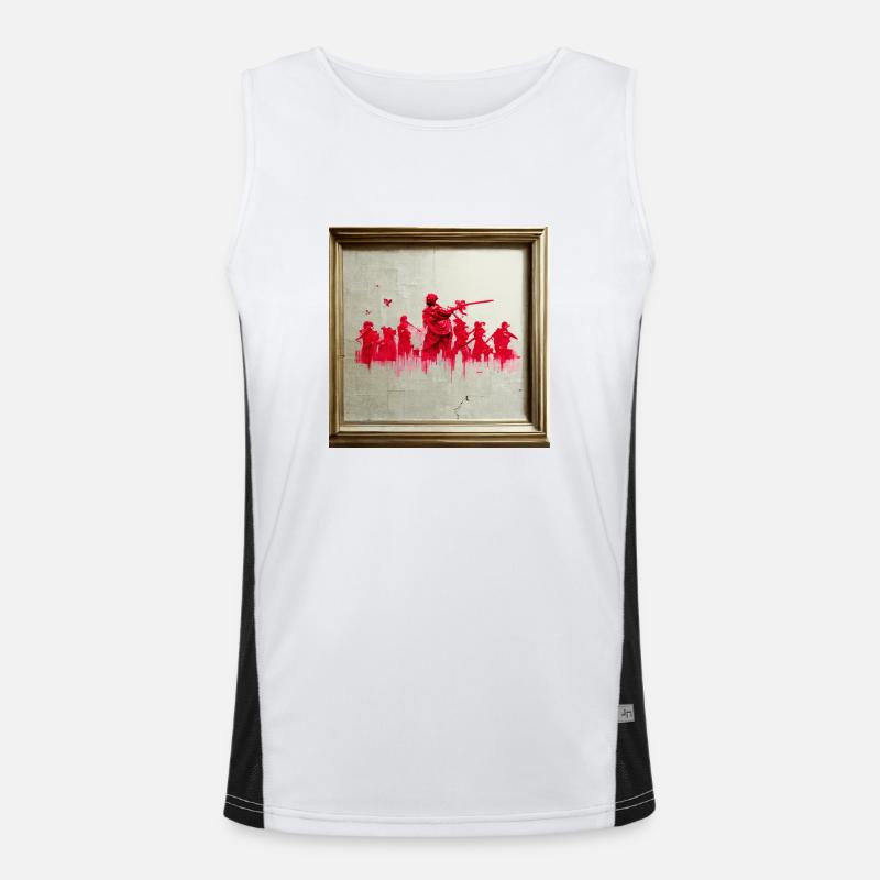 Banksy-Style Graffiti From The War Scene Men's Functional Contrast Tank Top 
