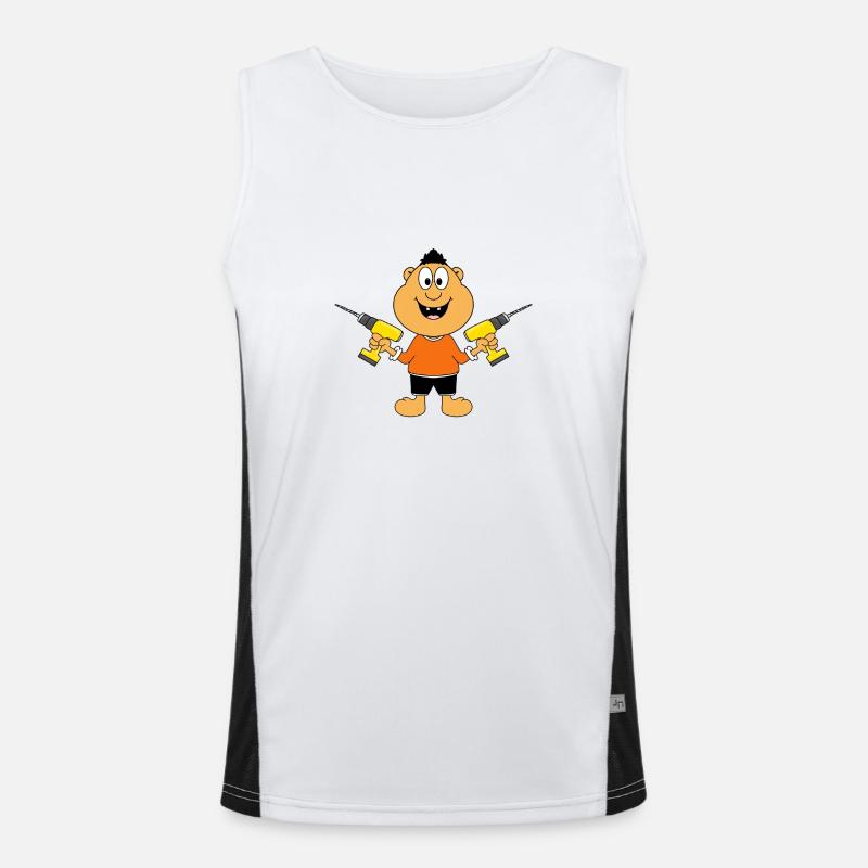 MANN - HEIMWERKER - HANDWERKER - BOHRER - FUN Funktionelles Kontrast-Tank Top für Männer 