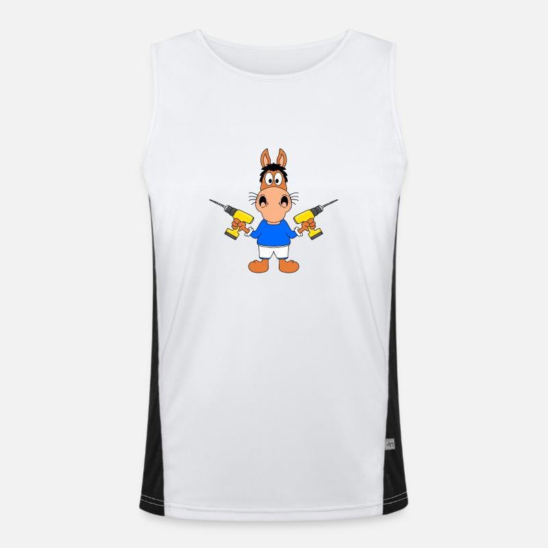 PFERD - PONY - HANDWERKER - HEIMWERKER - BOHRER Funktionelles Kontrast-Tank Top für Männer 