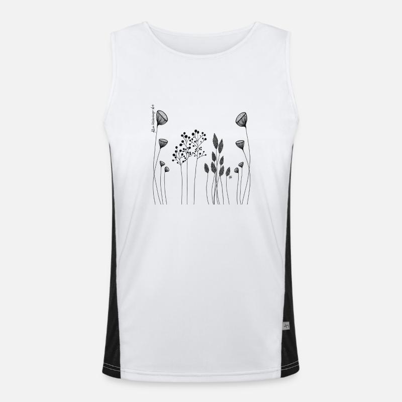 Fineline Blumen schwarz abstrakt Funktionelles Kontrast-Tank Top für Männer 