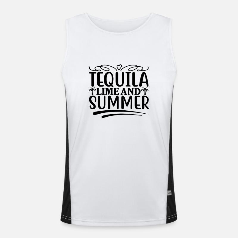 tequila lime and summer - Men's Functional Contrast Tank Top  - white/black