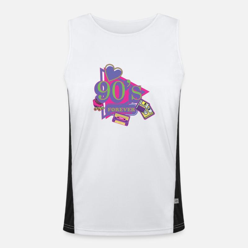 1990s Proverbs 90s Gift Idea - Men's Functional Contrast Tank Top  - white/black