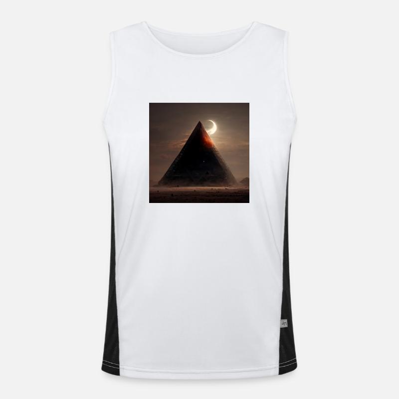 Egyptian Pyramid with Eclipse - Men's Functional Contrast Tank Top  - white/black