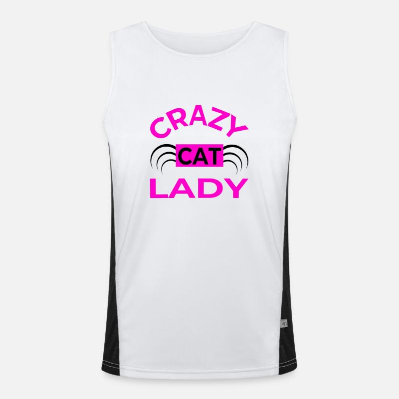 Cat - Men's Functional Contrast Tank Top  - white/black