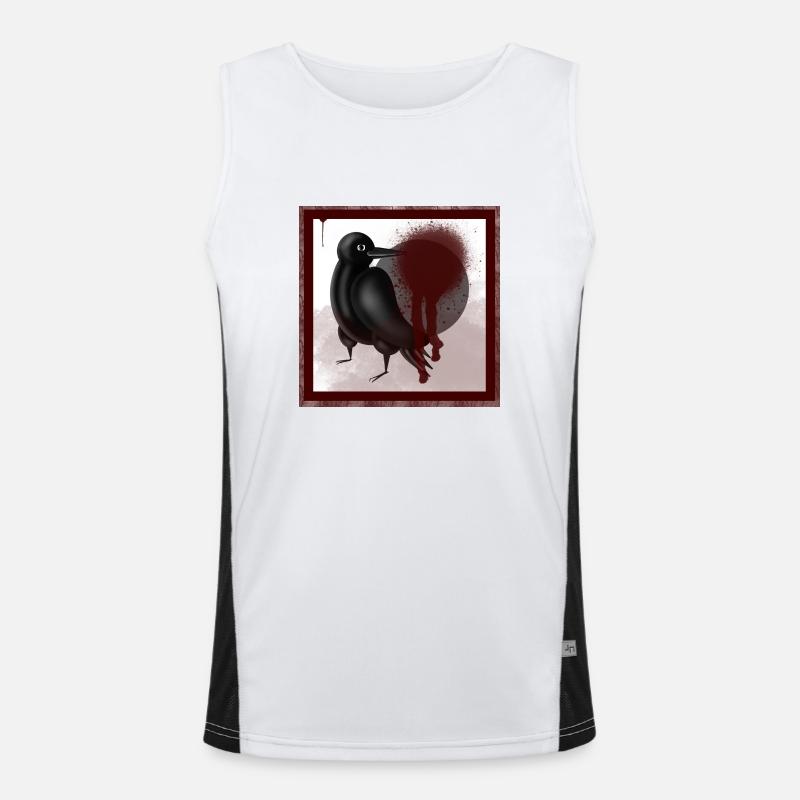 Dark Raven Jackdaw Bird in Black Men's Functional Contrast Tank Top 