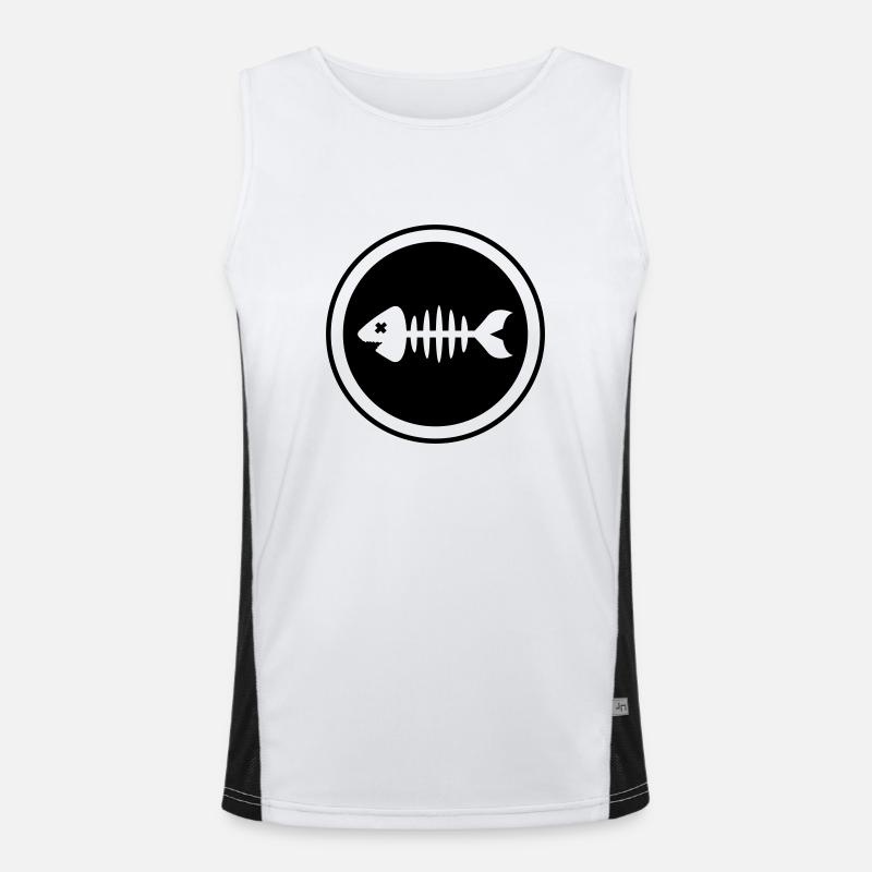 Fisch Symbol Knochen Gräte Funktionelles Kontrast-Tank Top für Männer 