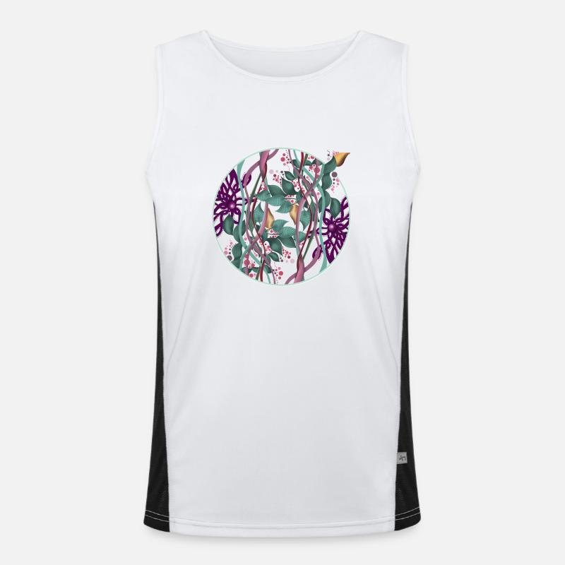 Pattern circle with leaves and dots Men's Functional Contrast Tank Top 