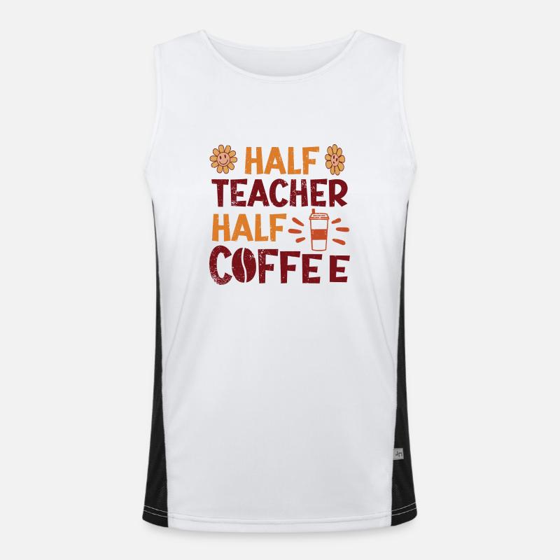 Half Teacher Half Coffee Funktionelles Kontrast-Tank Top für Männer 