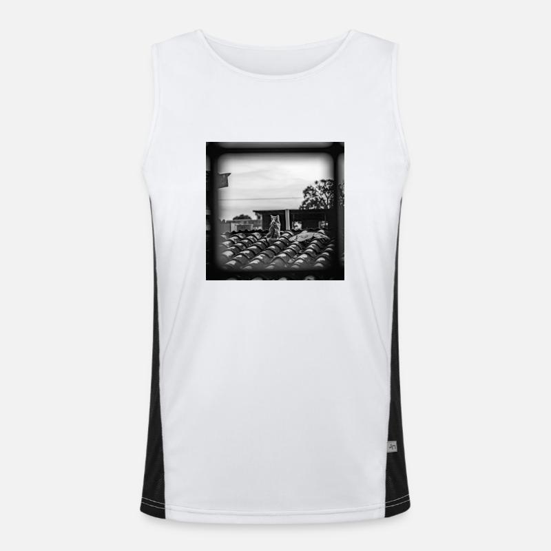 Die Katze auf dem Dach Funktionelles Kontrast-Tank Top für Männer 