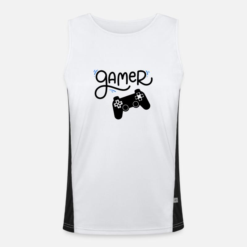 Video game fan - Men's Functional Contrast Tank Top  - white/black