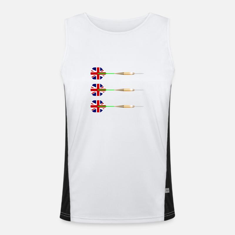 UK Darts - Men's Functional Contrast Tank Top  - white/black