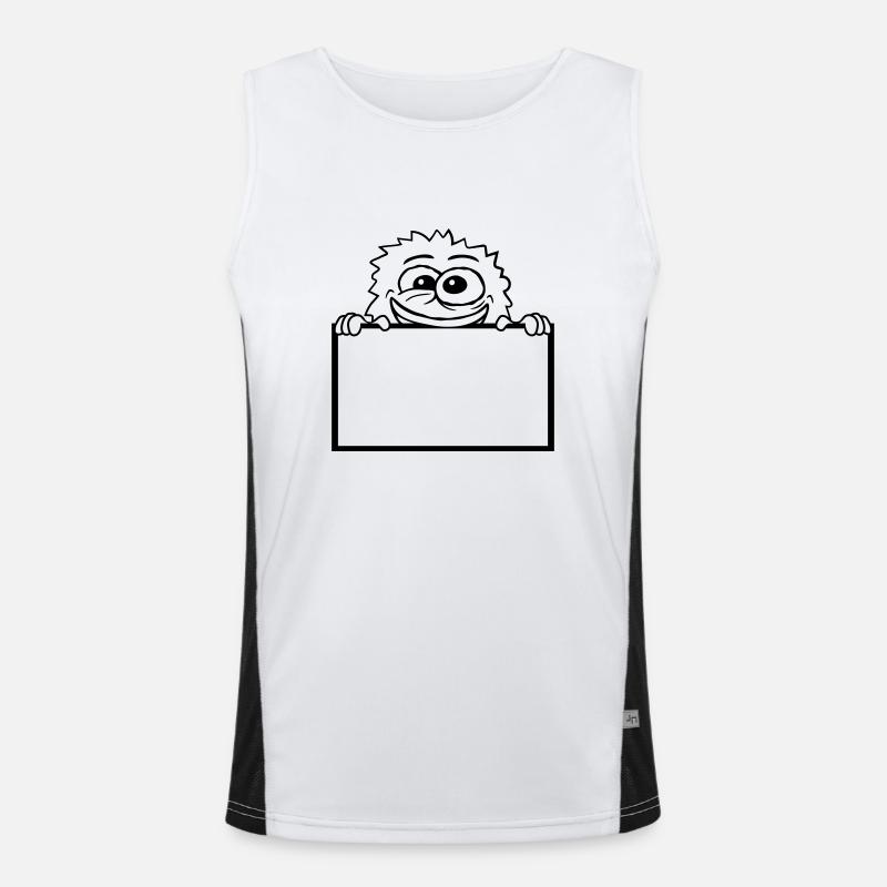 Comic Monster hinter Mauer Funktionelles Kontrast-Tank Top für Männer 