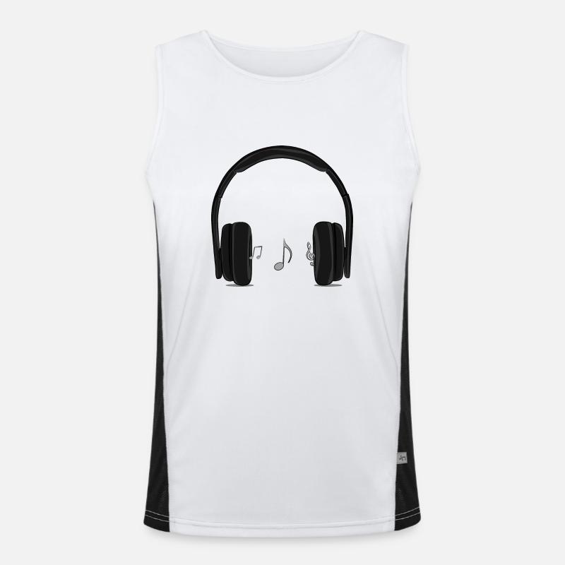 schwarzer Musikkopfhörer Funktionelles Kontrast-Tank Top für Männer 