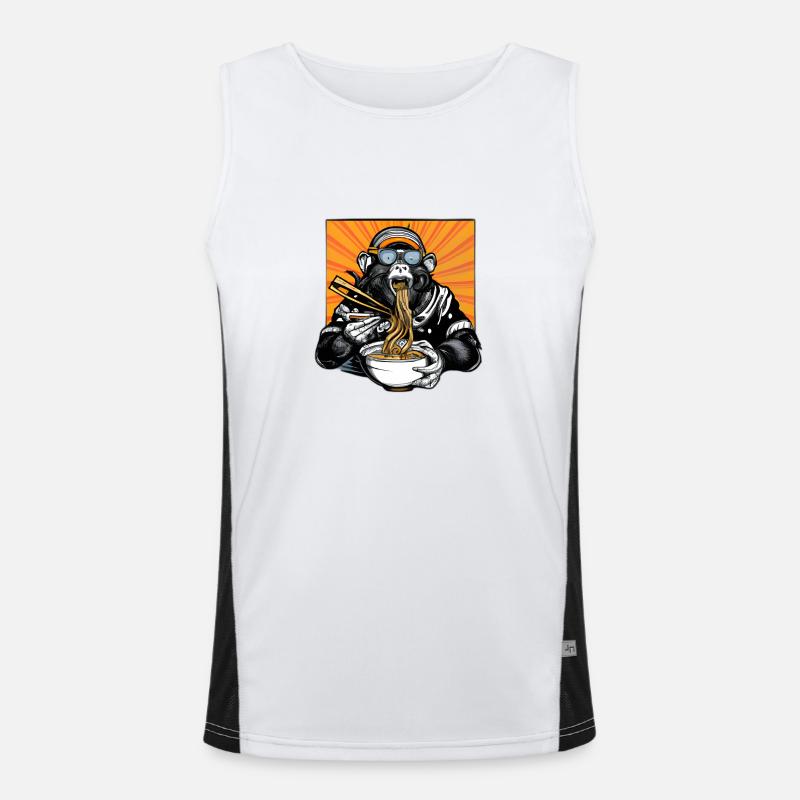 Swag Affe genießt Ramen Nudeln Design Funktionelles Kontrast-Tank Top für Männer 