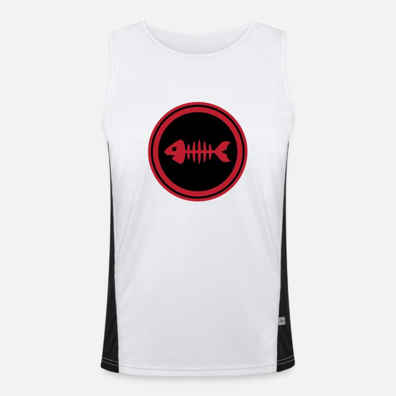 Fish Symbol Bone Bones - Men's Functional Contrast Tank Top  - white/black