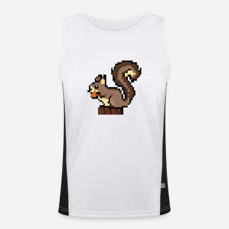 Eichhörnchen Pixel Art Geschenkidee Funktionelles Kontrast-Tank Top für Männer 
