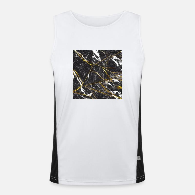 Marble Black Gold Marble imitation Men's Functional Contrast Tank Top 