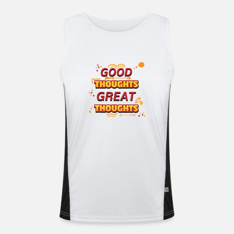 Good thoughts great thoughts Yellow text art Men's Functional Contrast Tank Top 