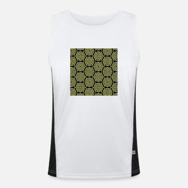 Chinese pattern - Men's Functional Contrast Tank Top  - white/black