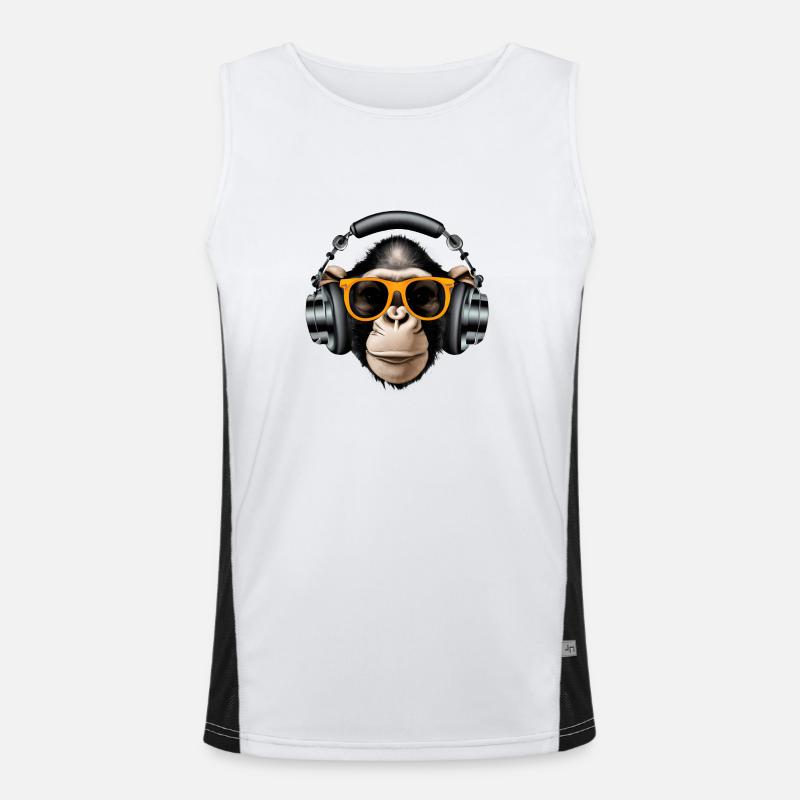 Hingucker Affe mit Kopfhörern und Sonnenbrille Funktionelles Kontrast-Tank Top für Männer 