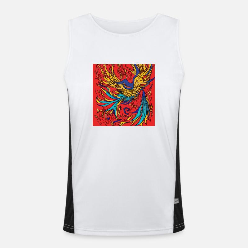 Illustration eines Phönix, Vektorstil Funktionelles Kontrast-Tank Top für Männer 