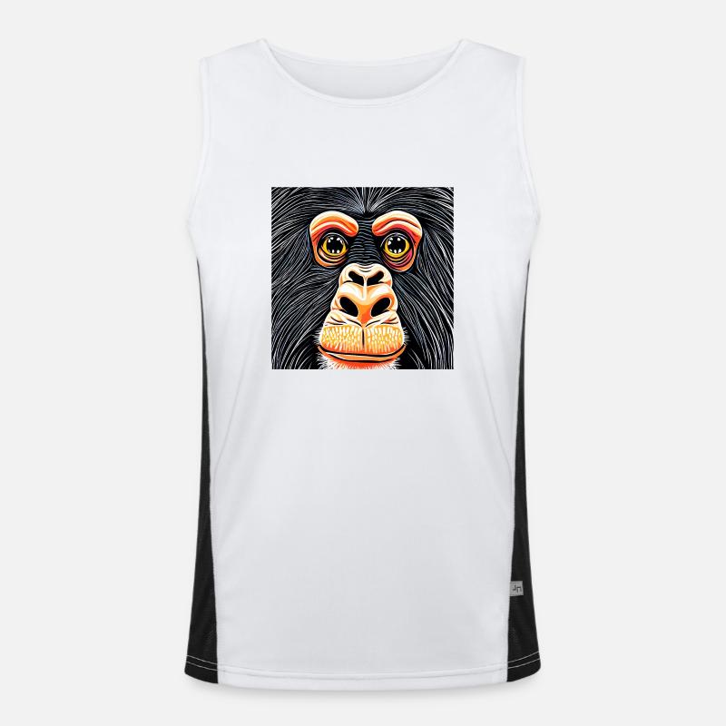 Illustration eines Porträts eines Schimpansen Funktionelles Kontrast-Tank Top für Männer 