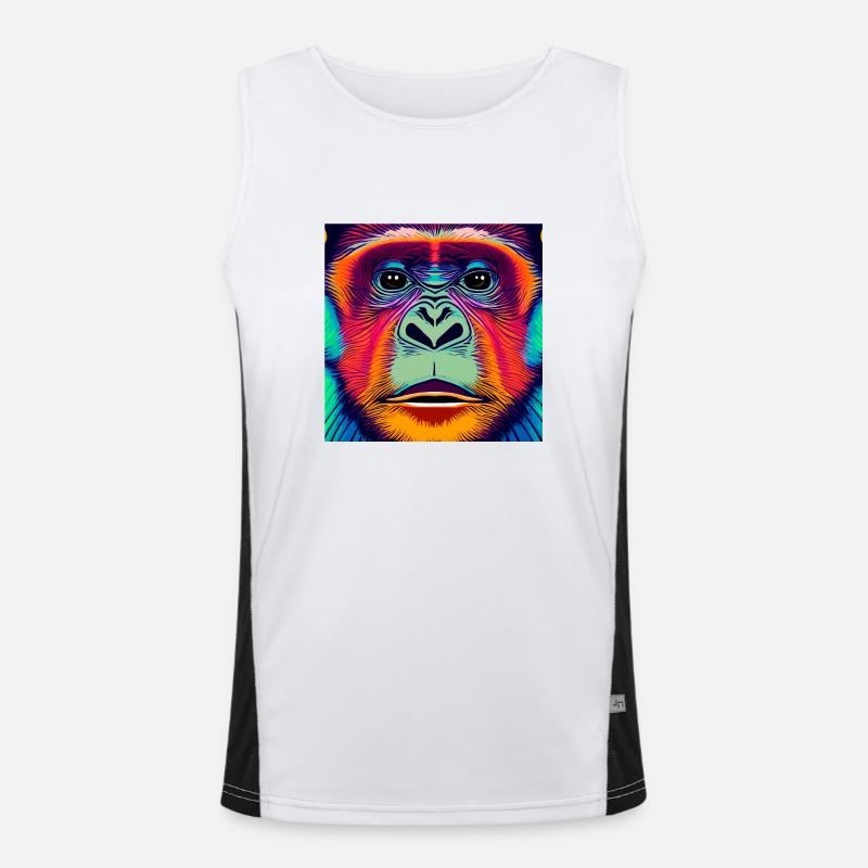Illustration eines Porträts eines Schimpansen Funktionelles Kontrast-Tank Top für Männer 