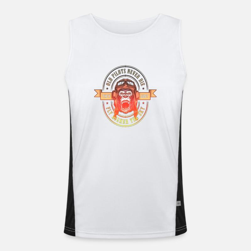 Pilot gorila gorilla animal monkey funny legend kong Men's Functional Contrast Tank Top 