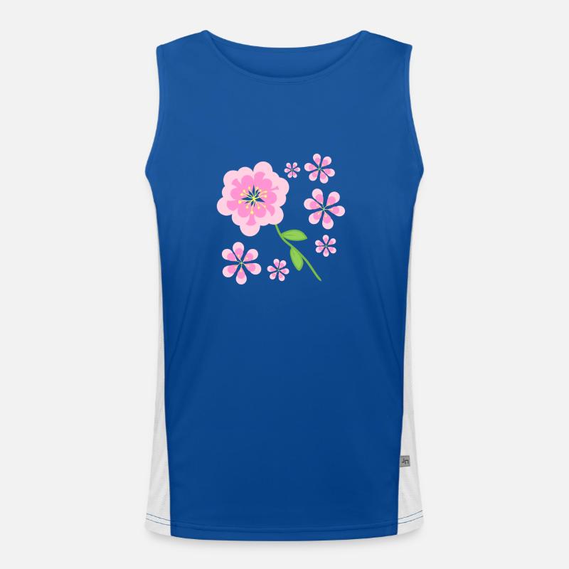 Pink Flower Pattern Men's Functional Contrast Tank Top 
