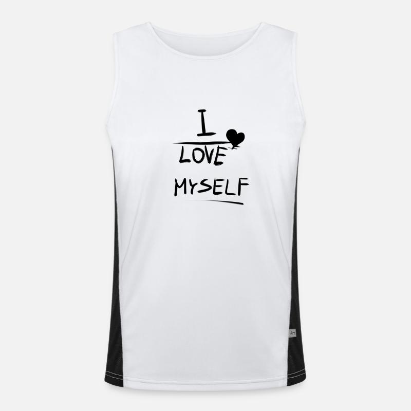 Self-loving heart text pattern I love myself proudly Men's Functional Contrast Tank Top 