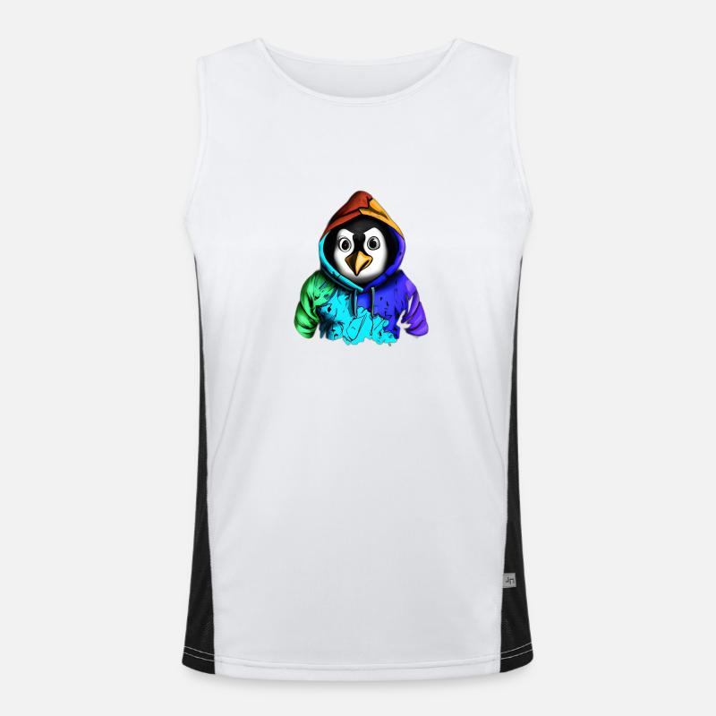 Überraschter Pinguin mit Pullover Funktionelles Kontrast-Tank Top für Männer 