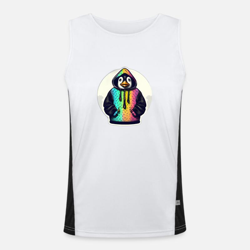 Pinguin mit Bunten Pullover Funktionelles Kontrast-Tank Top für Männer 