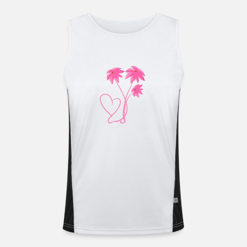 muster rosa blumen pflanzen herz Funktionelles Kontrast-Tank Top für Männer 