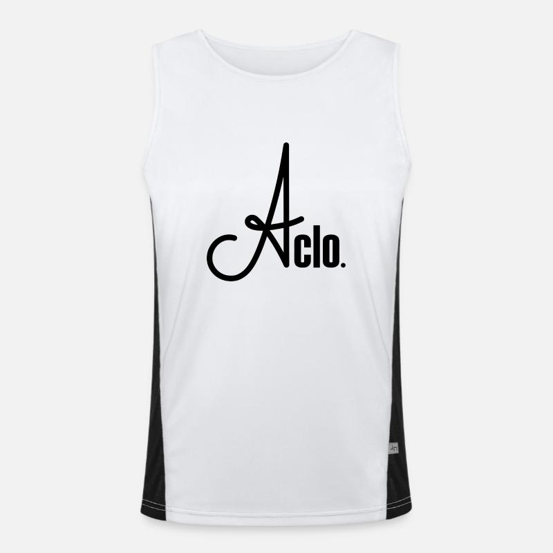 Aclo. Basic Black - Men's Functional Contrast Tank Top  - white/black