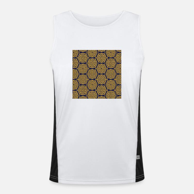 Chinese pattern Men's Functional Contrast Tank Top 