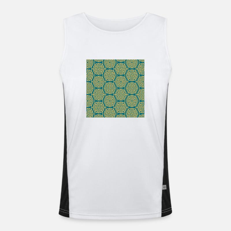 Chinese pattern Men's Functional Contrast Tank Top 