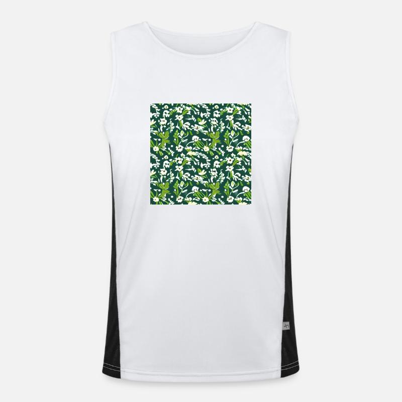 White flower pattern Men's Functional Contrast Tank Top 