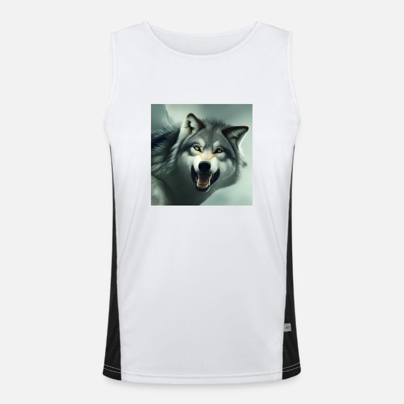 Wütender Wolf Funktionelles Kontrast-Tank Top für Männer 