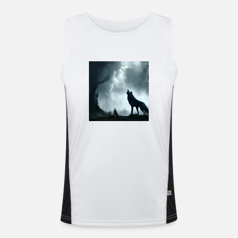 Brüllender Wolf Funktionelles Kontrast-Tank Top für Männer 