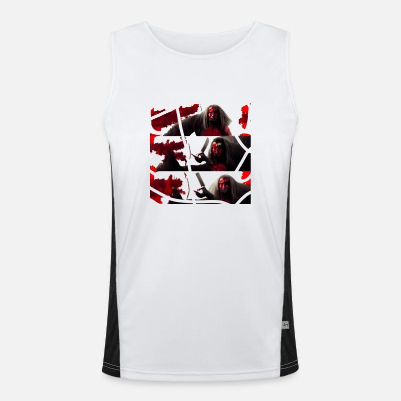 Blutiger Samurai Funktionelles Kontrast-Tank Top für Männer 
