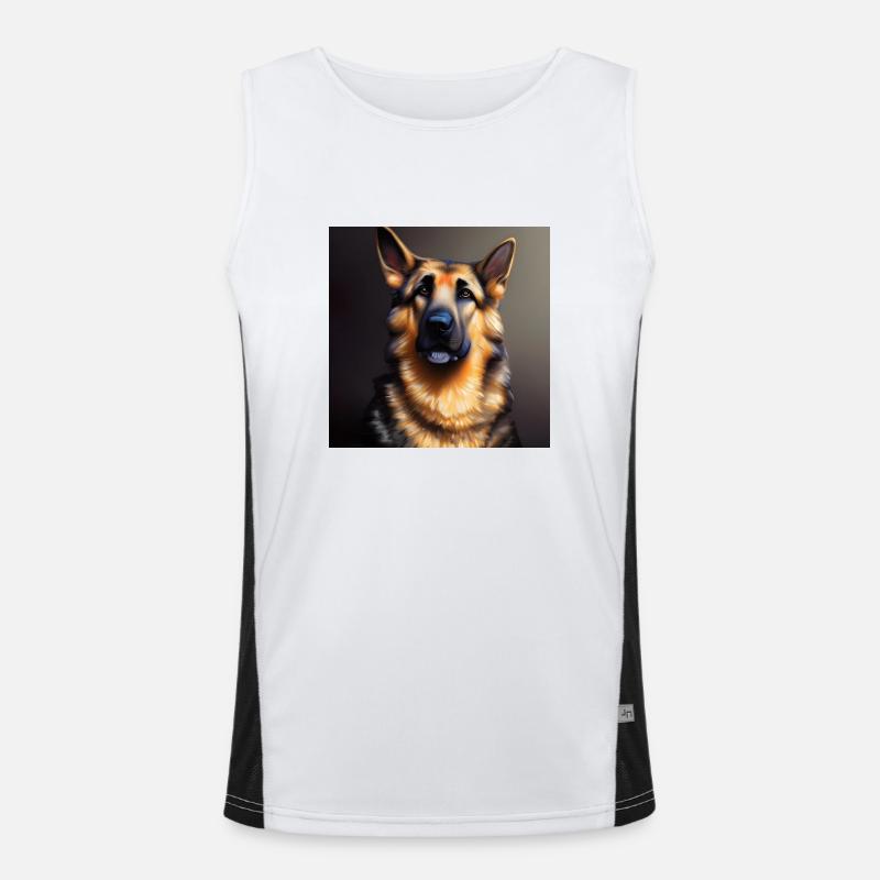 German Shepherd artwork Men's Functional Contrast Tank Top 