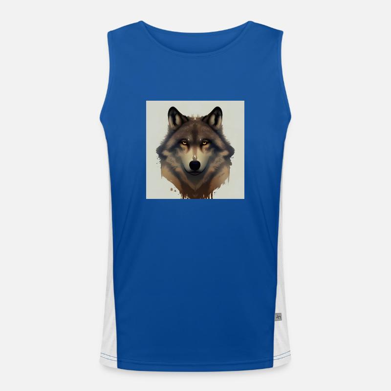Wolfsgesicht Porträt Funktionelles Kontrast-Tank Top für Männer 