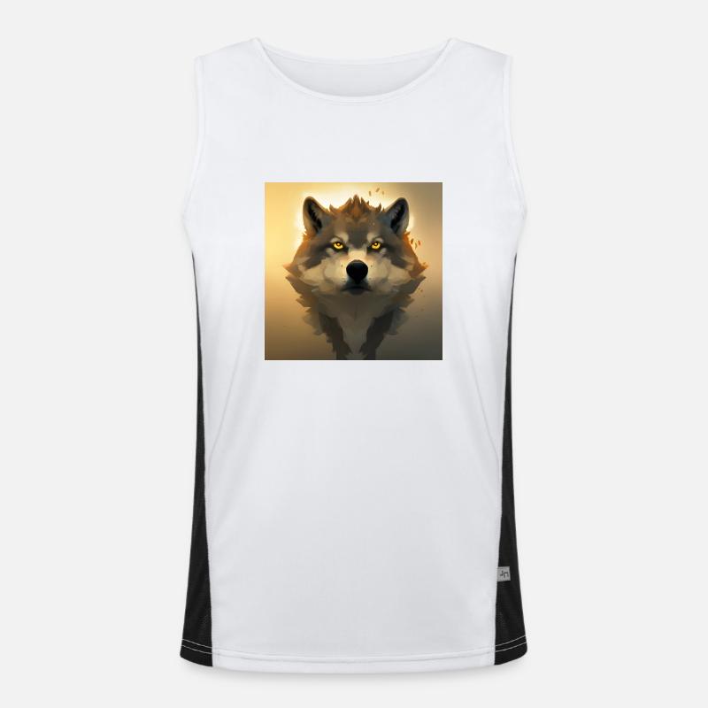 Wolf Porträt Funktionelles Kontrast-Tank Top für Männer 