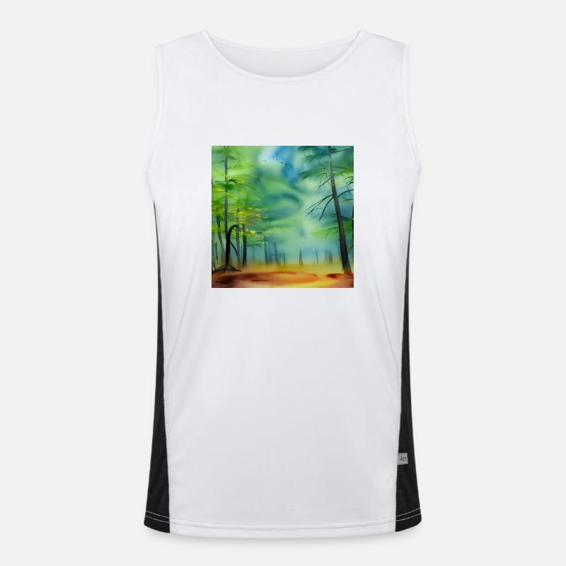 Forêt d’aquarelle brumeuse Débardeur respirant contrasté Homme 