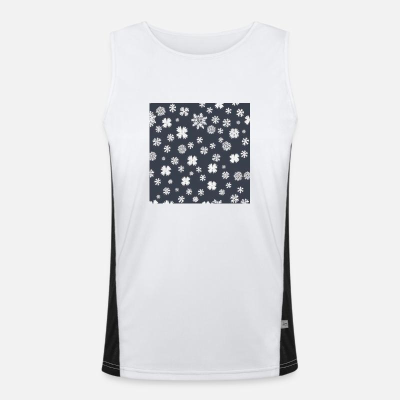Snowflake pattern on the navy background Men's Functional Contrast Tank Top 