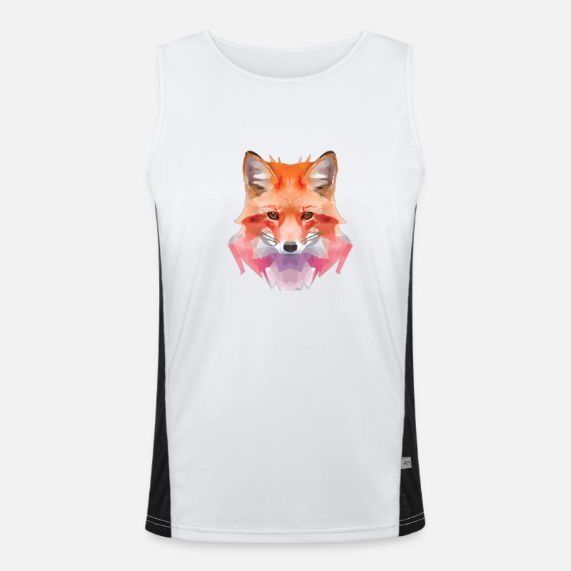 Abstract Polygon Fox - Men's Functional Contrast Tank Top  - white/black