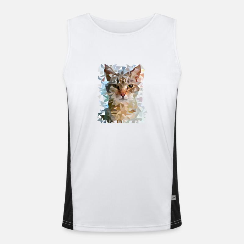 Abstrakte Polygon geometrische Katze Funktionelles Kontrast-Tank Top für Männer 