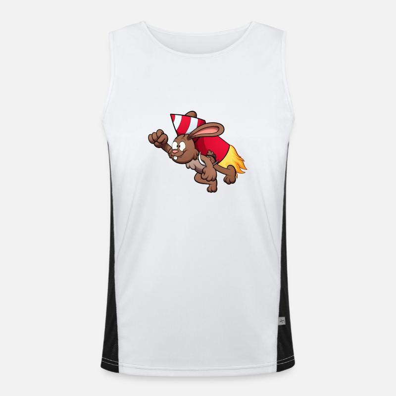 Rabbit With Firework Jetpack Men's Functional Contrast Tank Top 