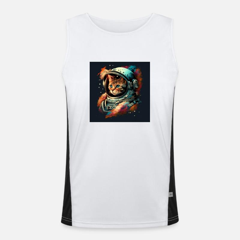 Kosmische Katze im Aetherpunk-Stil Funktionelles Kontrast-Tank Top für Männer 