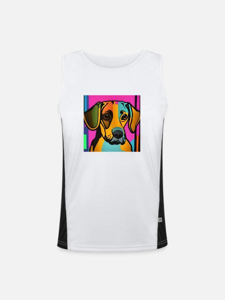 Chien Pop Art - Débardeur respirant contrasté Homme  - blanc/noir - Devant